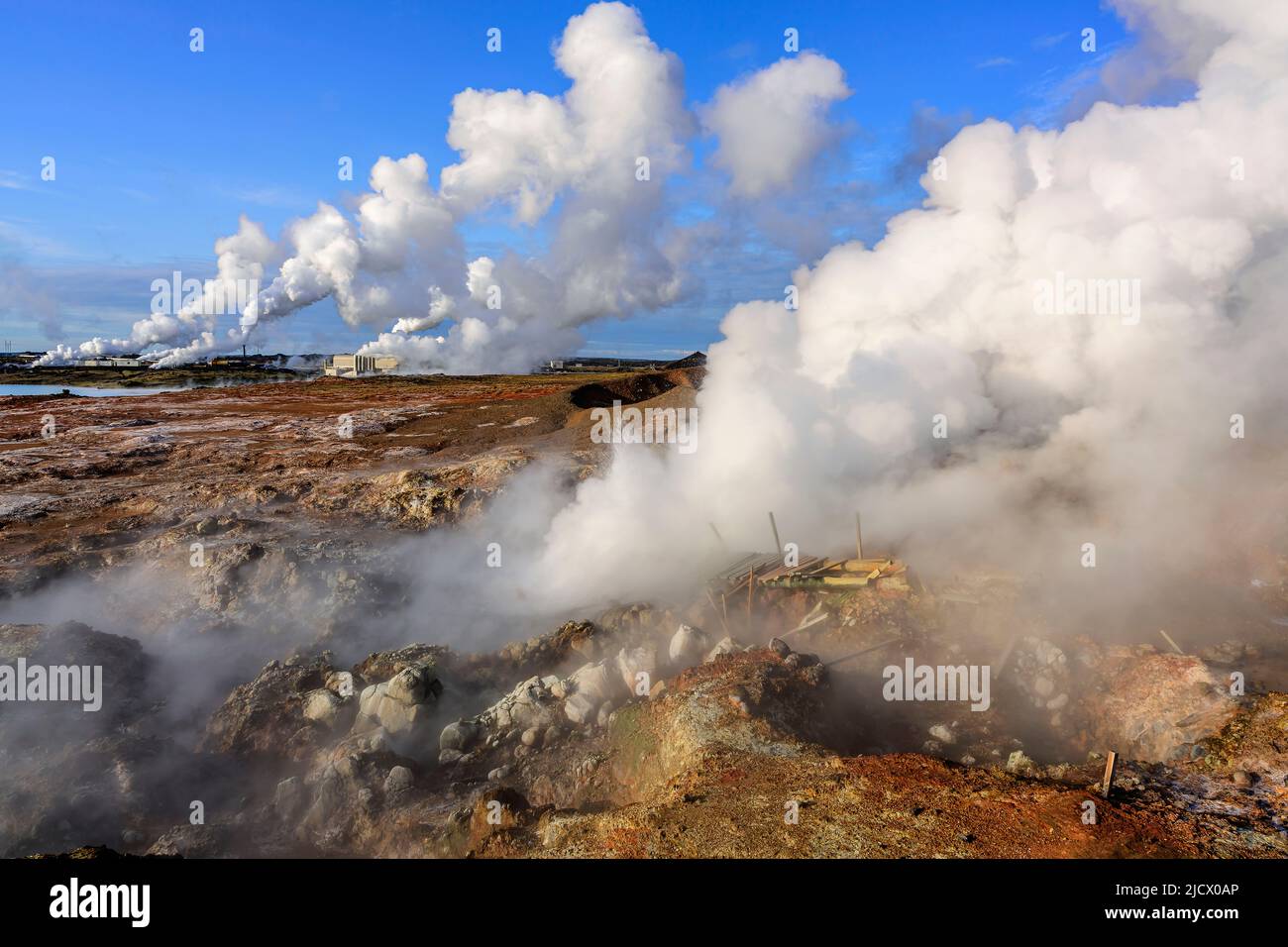Fire n`Ice   - Island live erlebt ! Eindrücke meiner Islandreise im August 2019.Hier das Hochtemperaturgebiet Gunnuhver auf der Halbinsel Reykjanes. Stock Photo